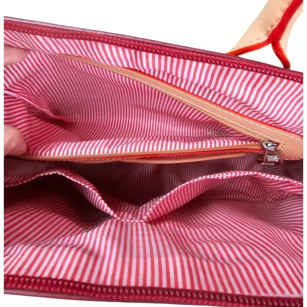 Polo Red Navy Blue Colorblock Patent Dome Satchel Bag Silver‎ Hardware Charm